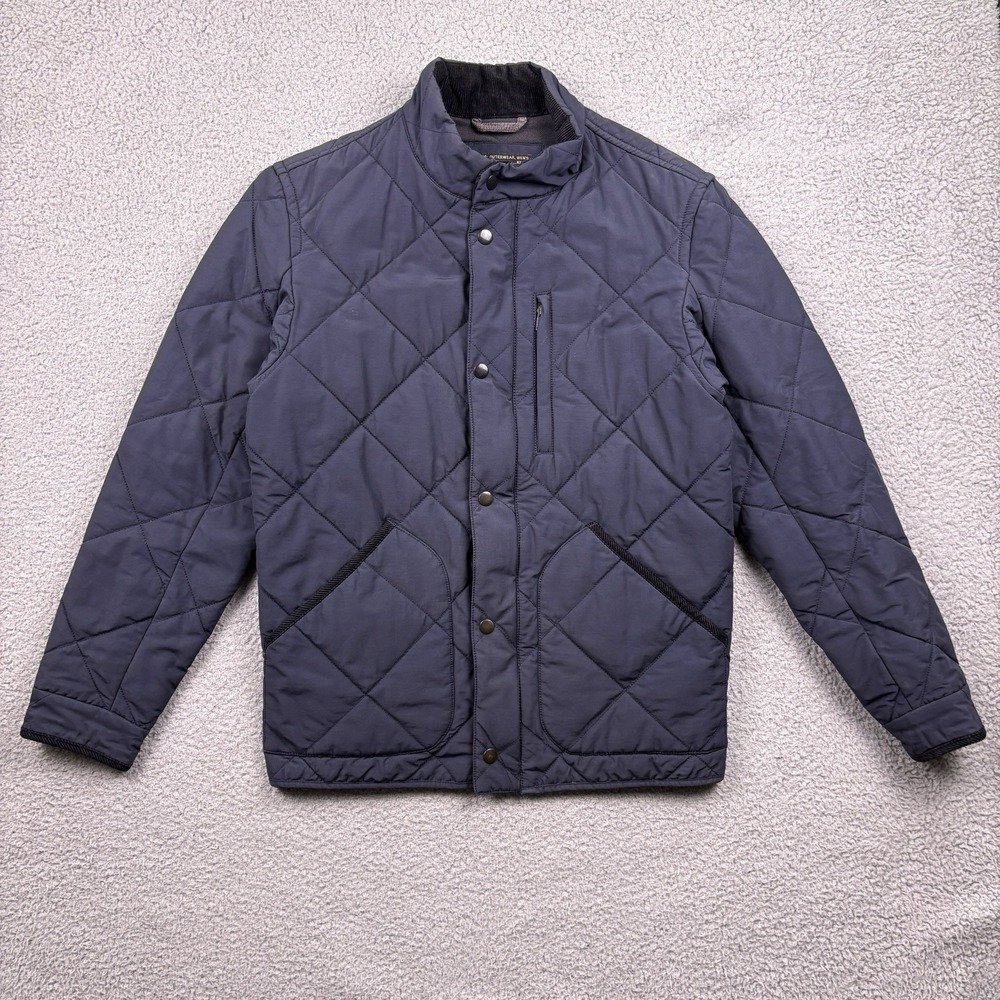 J Crew Jacket Men Small Blue Sussex Quilted Ultility Field Full Zip Primaloft